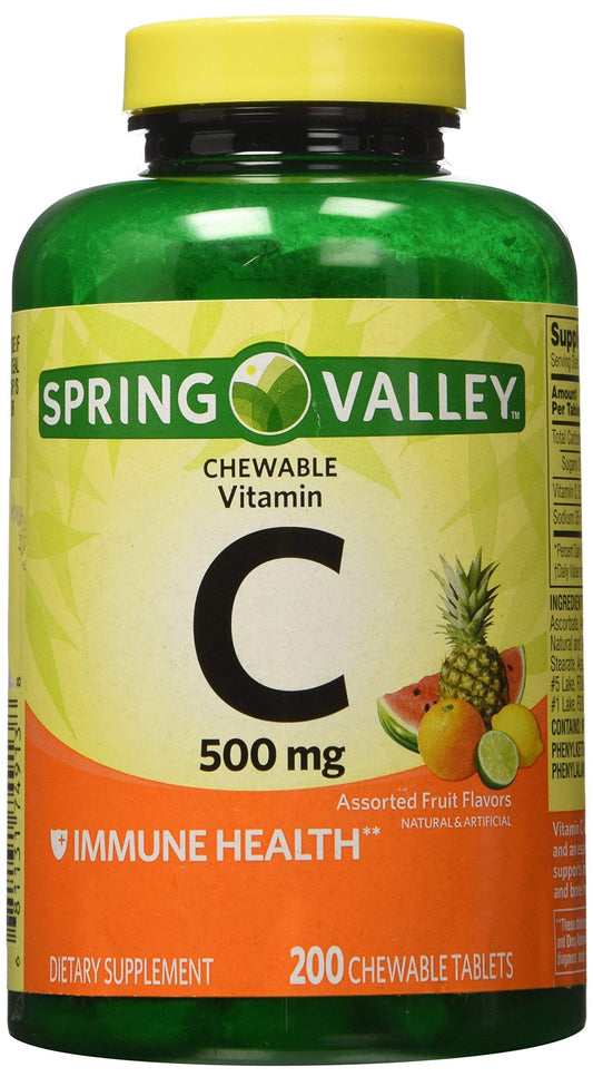 Spring Valley vitamina c masticable sabores fruta paquete doble