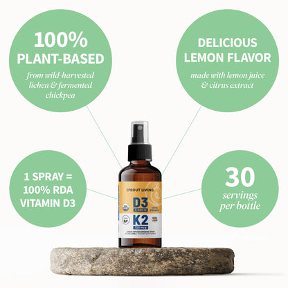 Sprout Living vitamina d3 k2 spray 2 onzas para salud