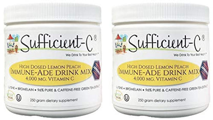 Sufficient-C mezcla bebida vitamina C limón durazno 2 pack