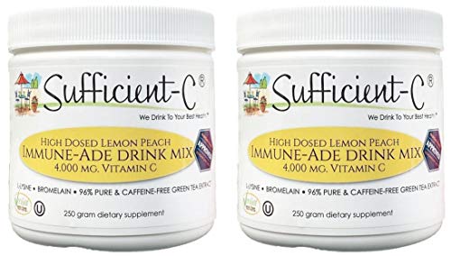 Sufficient-C mezcla bebida vitamina C limón durazno 2 pack