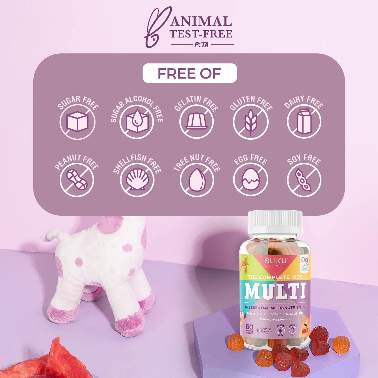 SUKU Vitamins multivitamin multivitamínico sabor tropical.