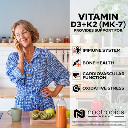 Suministro anual vitaminas D3 K2 con vitamina C Nootropics Depot
