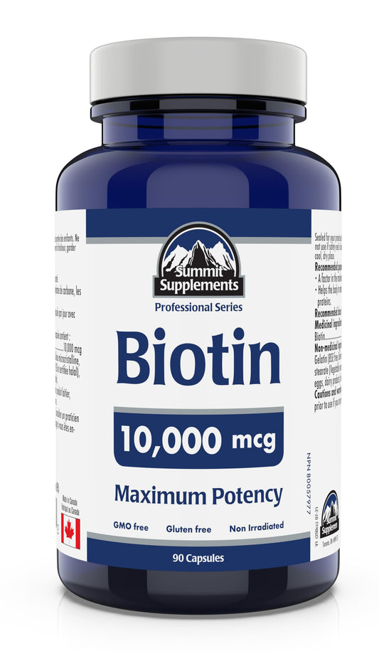 Summit biotina suplemento 10000 mcg 90 cápsulas frasco principal