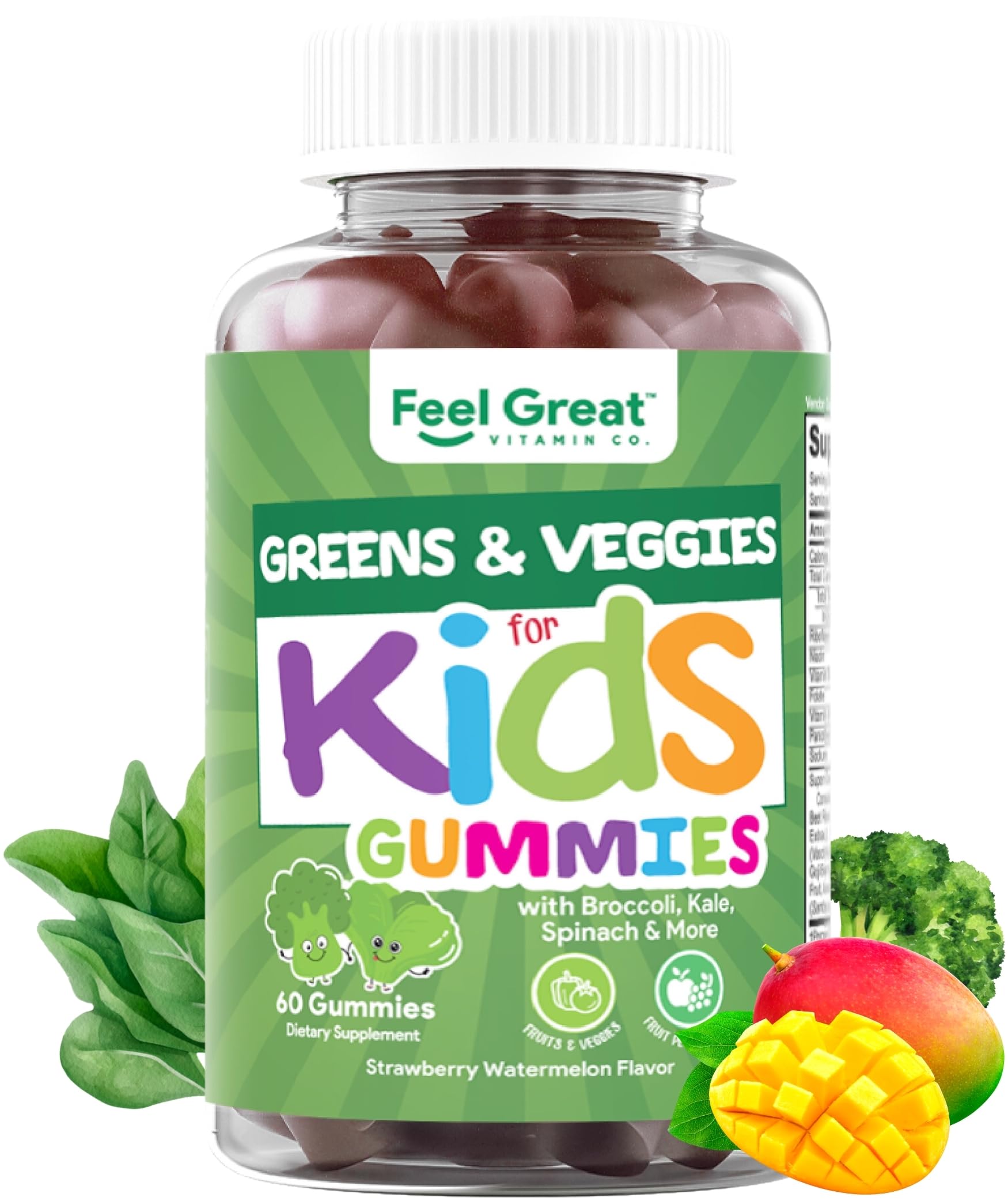 Botella de gominolas Super Greens para niños con frutas y verduras