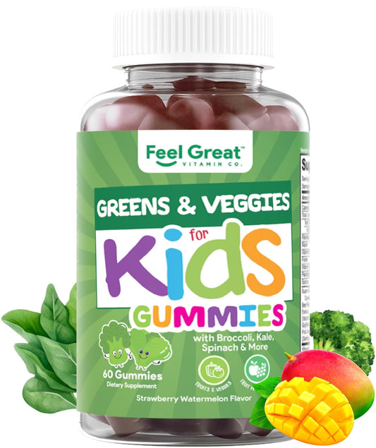Botella de gominolas Super Greens para niños con frutas y verduras