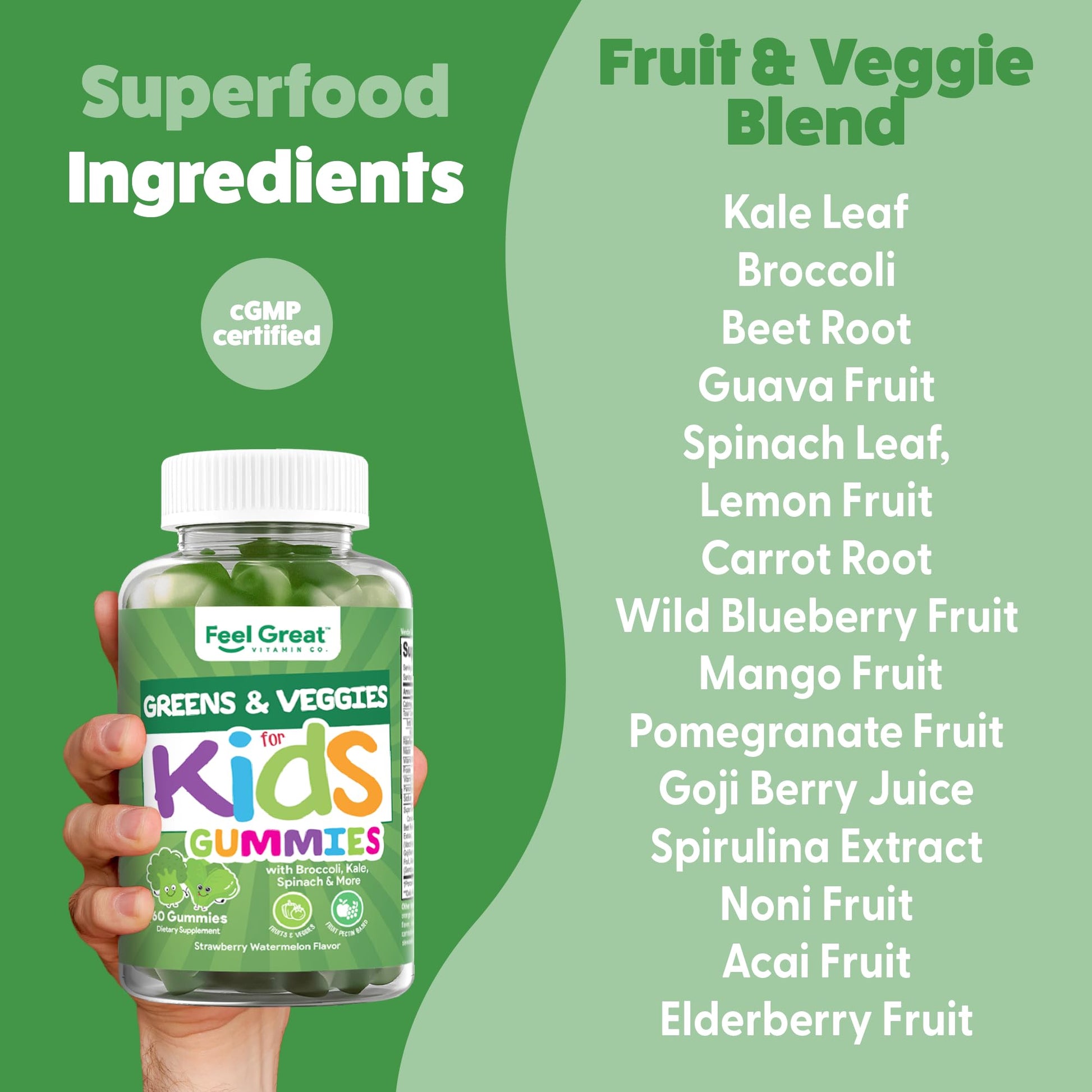 Ingredientes de gominolas Super Greens para niños