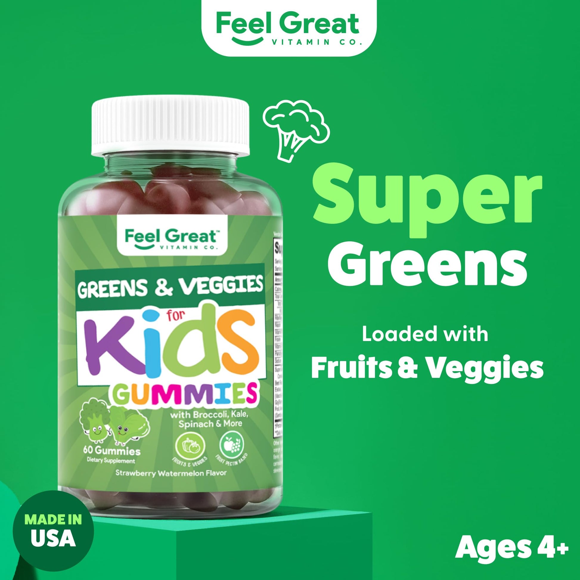 Promoción de gominolas para niños con alimentos super green