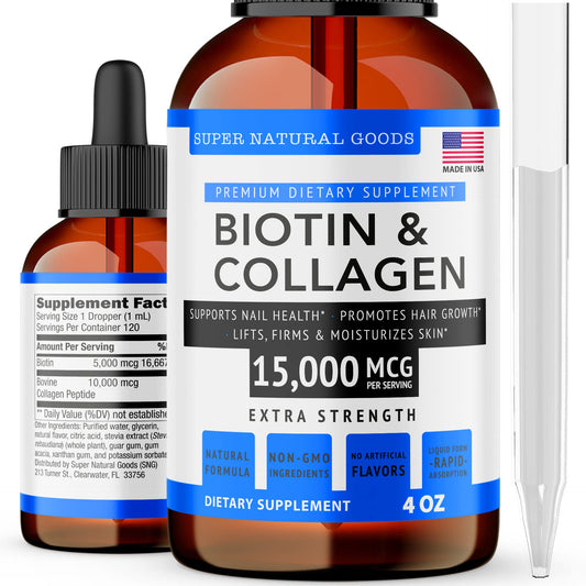 Super Natural Goods vitaminas biotina y colágeno para cabello