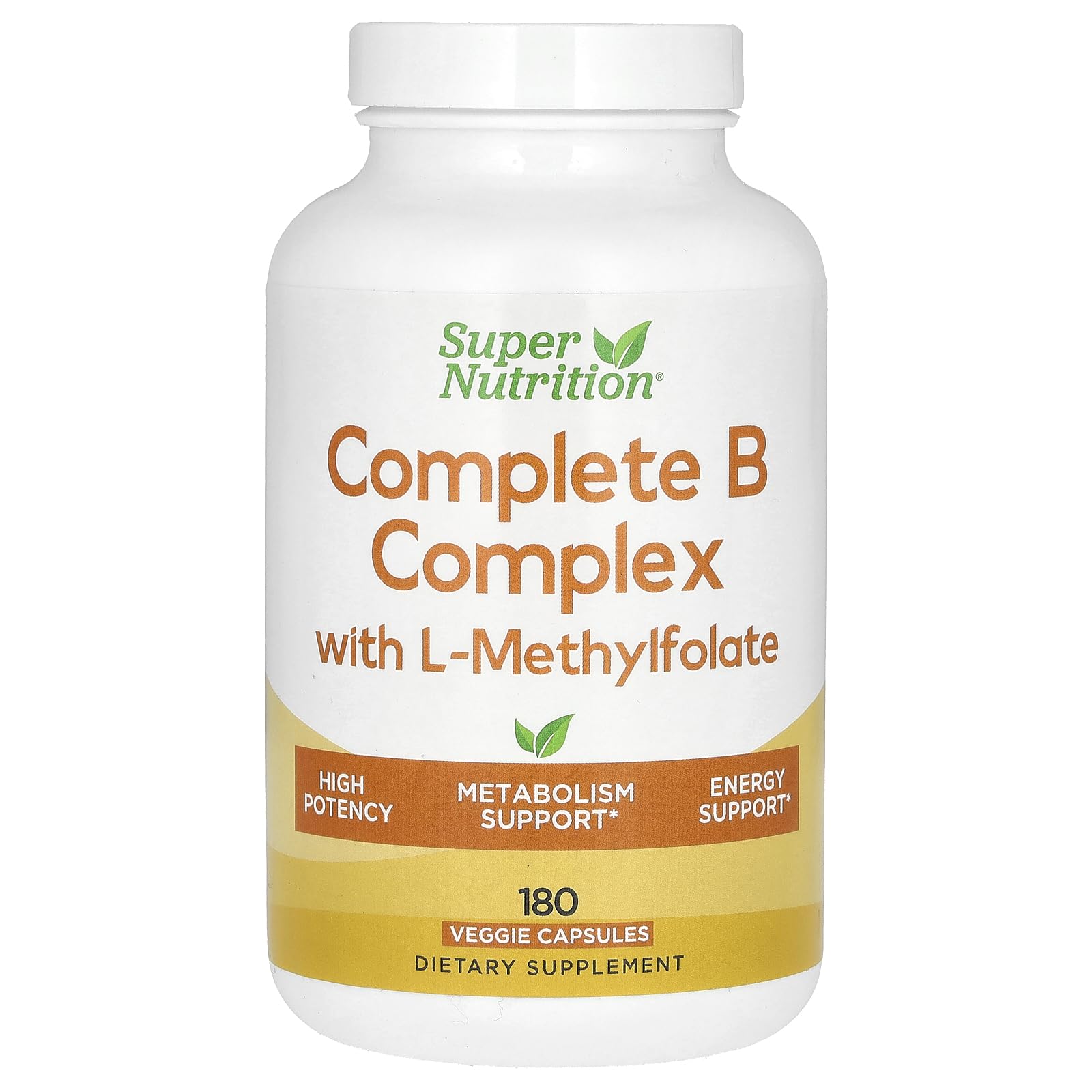 Super Nutrition complejo B L-metilfolato 180 cápsulas veganas