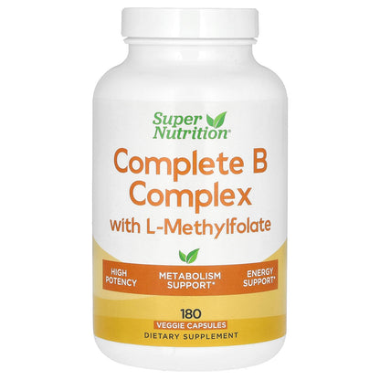 Super Nutrition complejo B L-metilfolato 180 cápsulas veganas