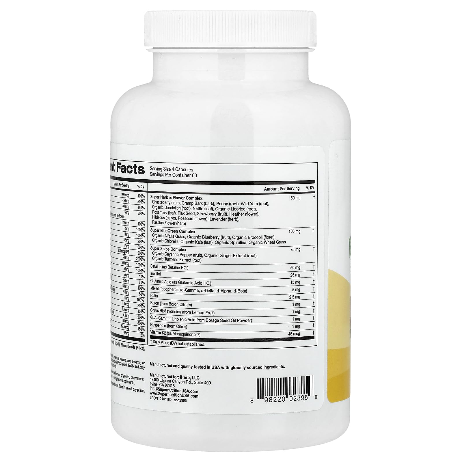 Empaque frontal de Super Nutrition multivitamínico
