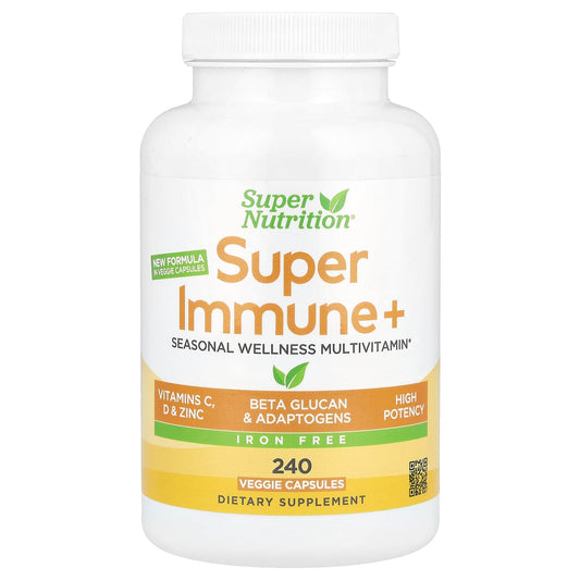 Super Nutrition Super Immune+ multivitamínico sin hierro 240 cápsulas