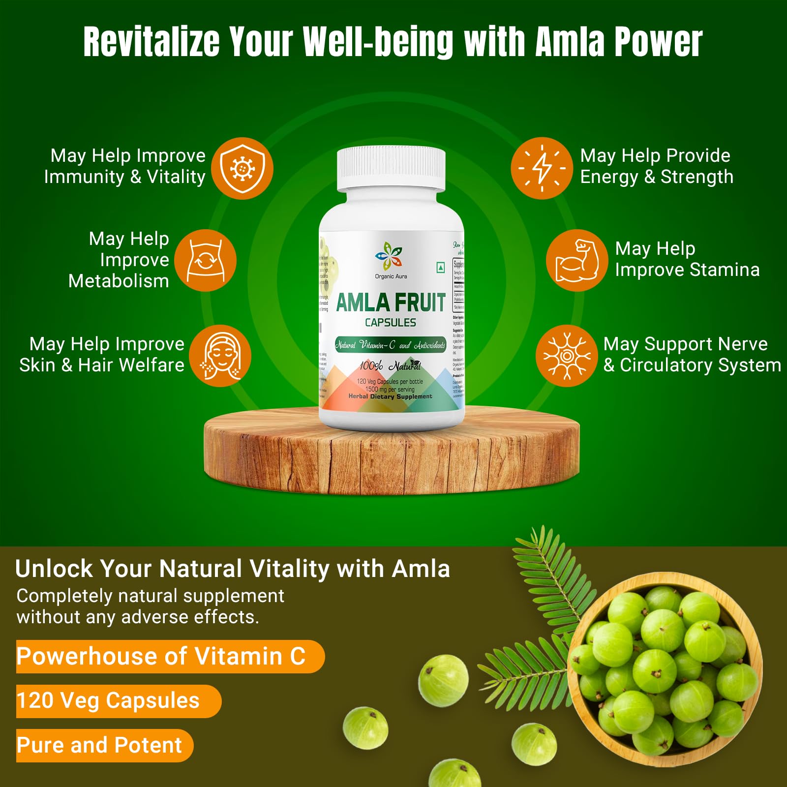 Superalimento natural cápsulas amla vitamina c antioxidantes