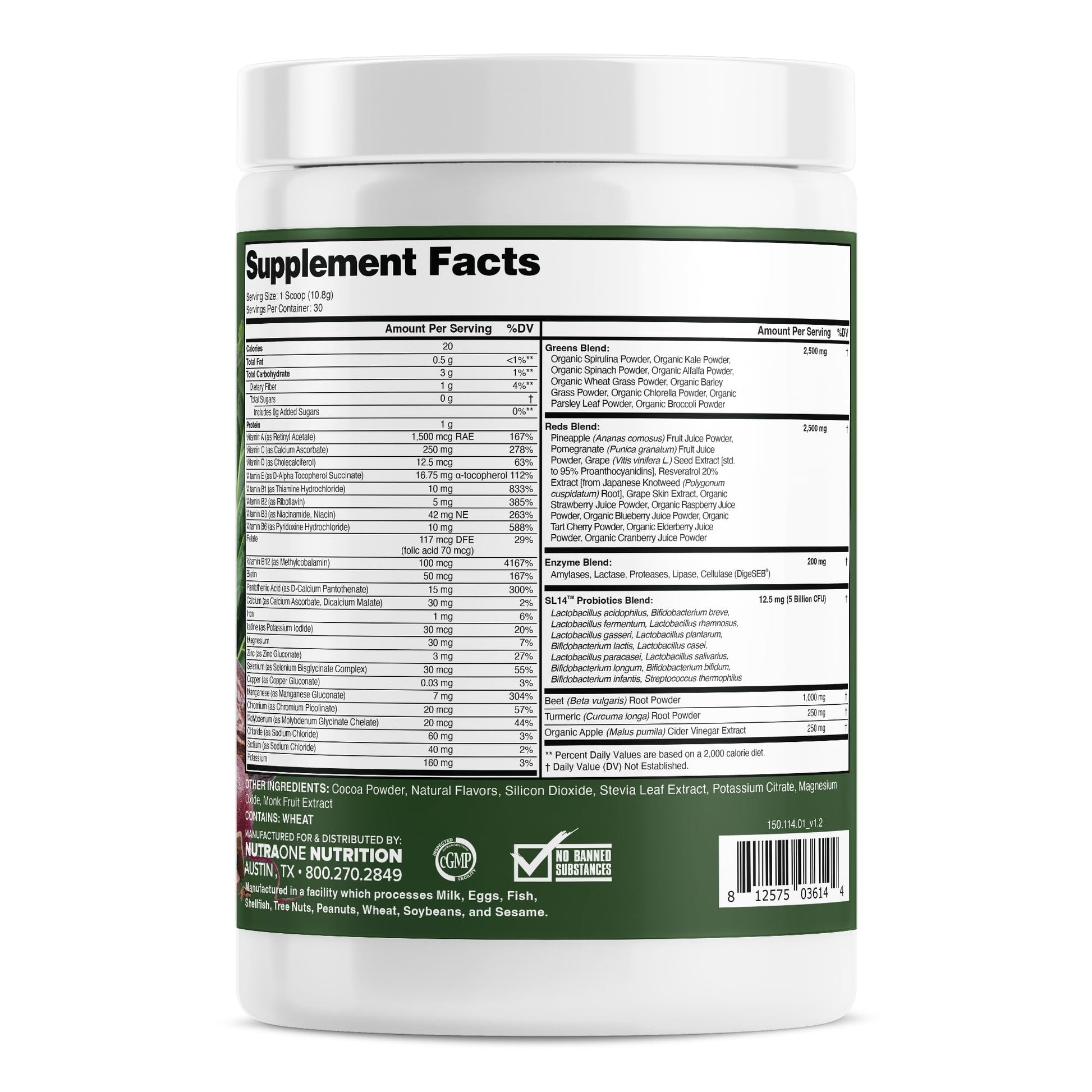Información nutricional de Superalimentos Completos.