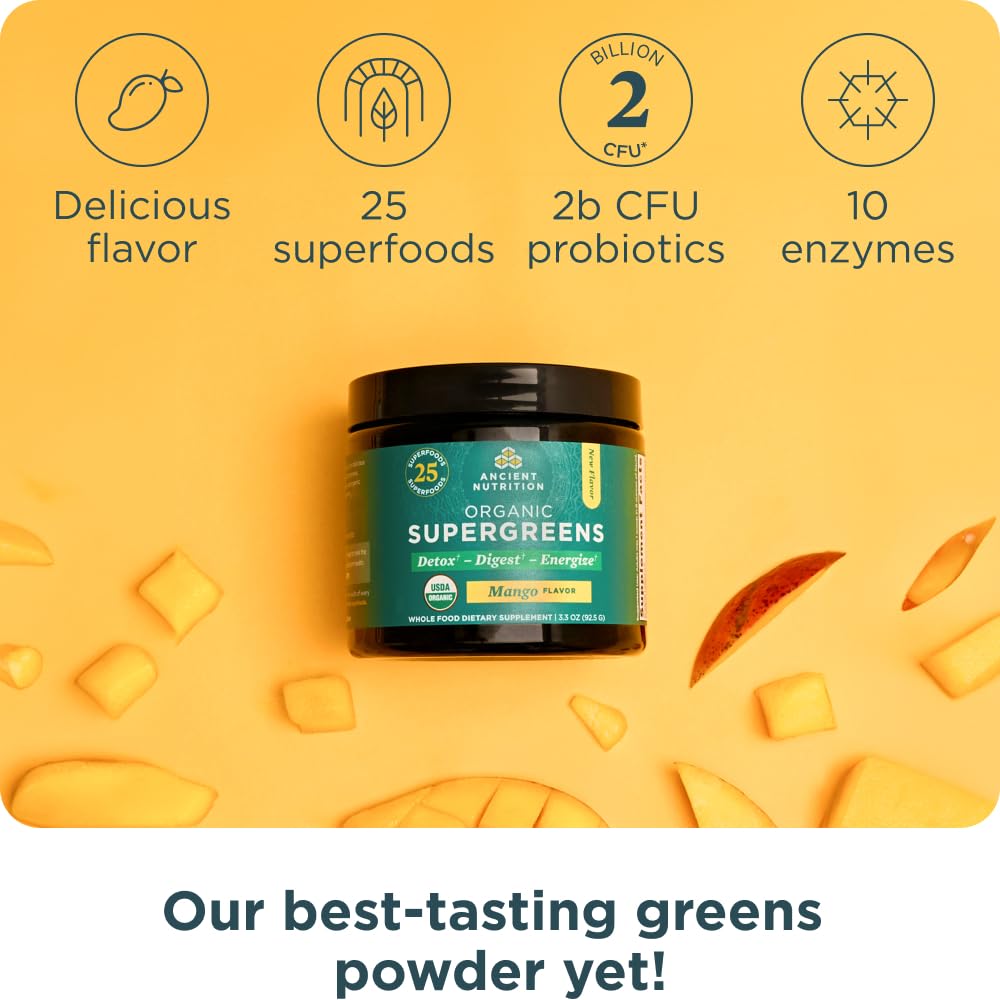 Supergreens mango con probióticos y enzimas naturales