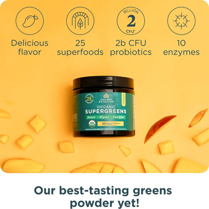 Supergreens mango con probióticos y enzimas naturales