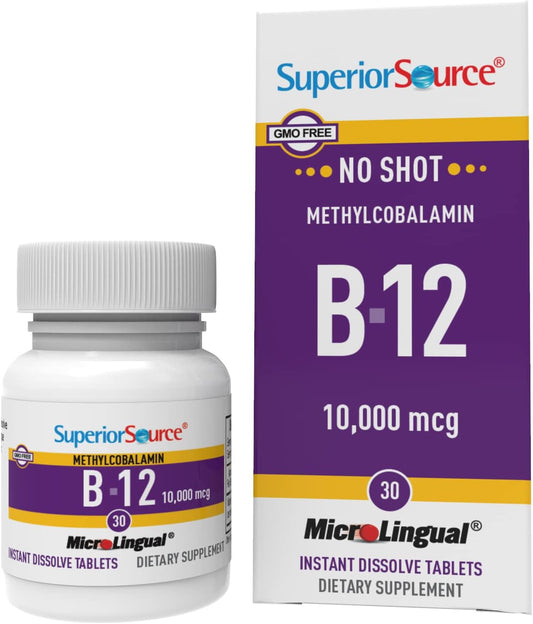Superior Source B-12 sublingual metilcobalamina 10000 mcg frasco
