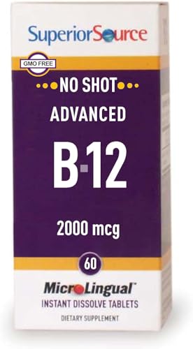 Superior Source NO SHOT B-12 2000 mcg frasco con 60 tabletas sublinguales