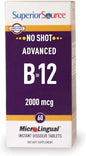 Superior Source NO SHOT B-12 2000 mcg frasco con 60 tabletas sublinguales