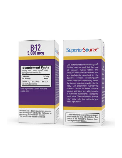 Superior Source pastillas sublinguales vitamina b-12 para energía