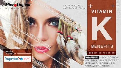 Superior Source Triple K envase y tabletas sublinguales vitamina k 30 unidades