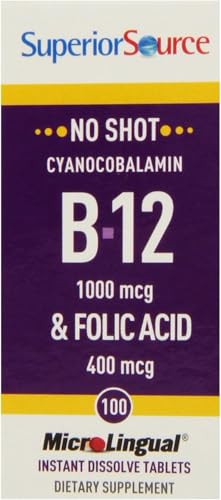 Superior Source vitamina B-12 y ácido fólico 100 tabletas sublinguales