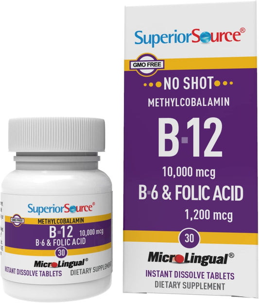 Superior Source vitamina B-12 metilcobalamina 10000 mcg paquete 30 tabletas
