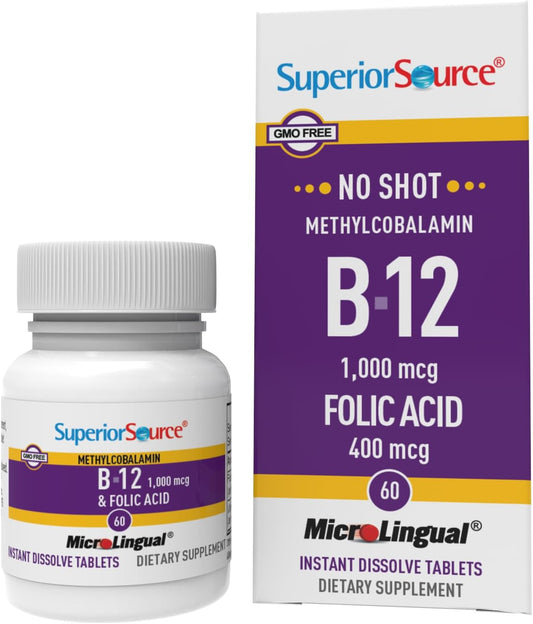 Superior Source Vitamina B12 sublingual paquete frontal