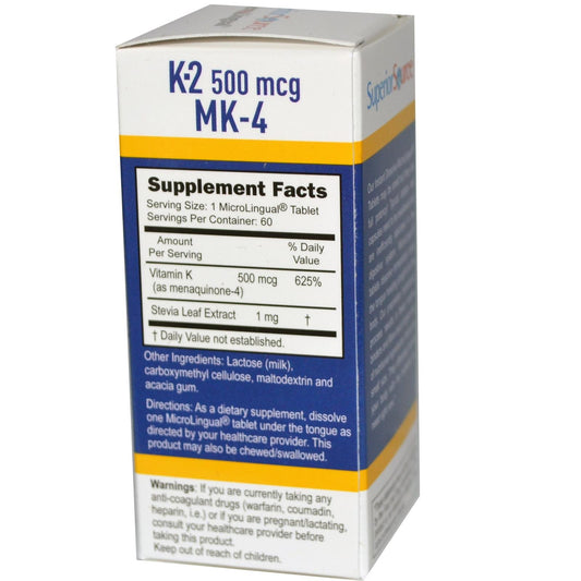 Superior Source vitamina k-2 500 mcg paquete frontal