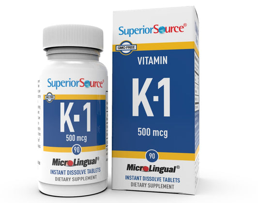 Superior Source Vitamina K1 500 mcg 100 tabletas sublinguales caja