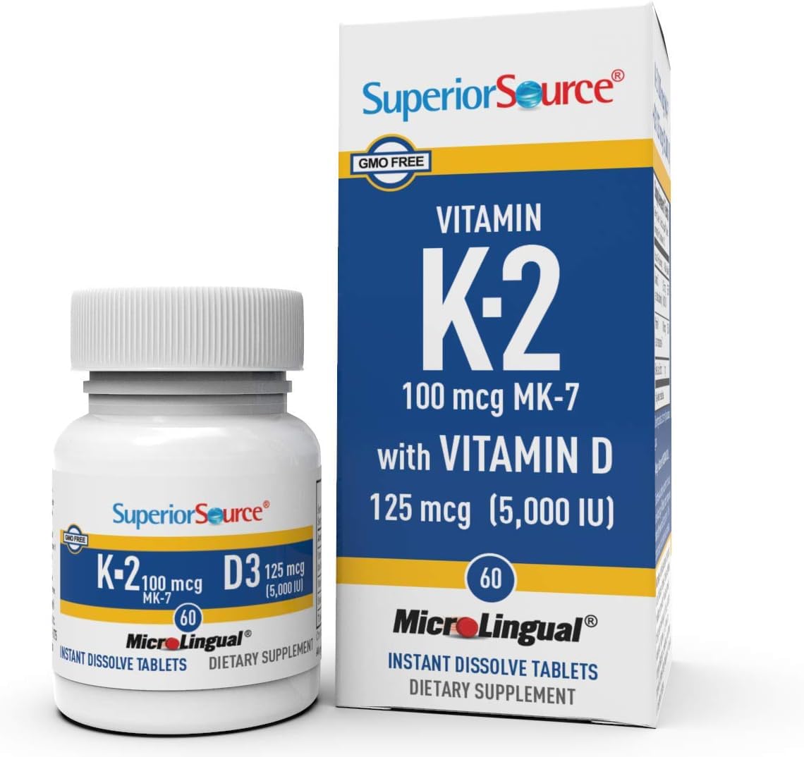 Superior Source vitamina k2 mk7 y d3 5000ui botella frontal