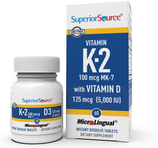 Superior Source vitamina k2 mk7 y d3 5000ui botella frontal