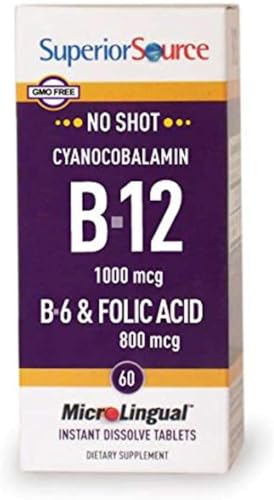 Superior Source vitaminas b12 cianocobalamina 1000 mcg 60 tabletas