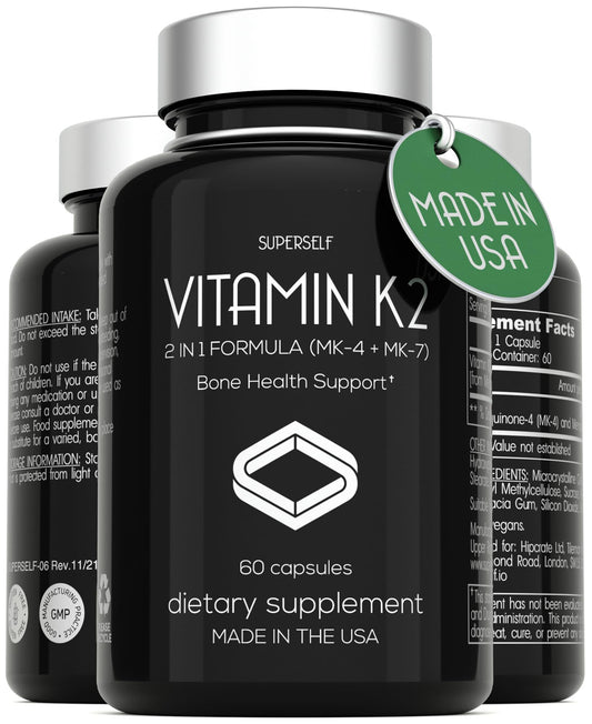 SuperSelf vitamina K2 MK7 MK4 cápsulas veganas 60 conteo