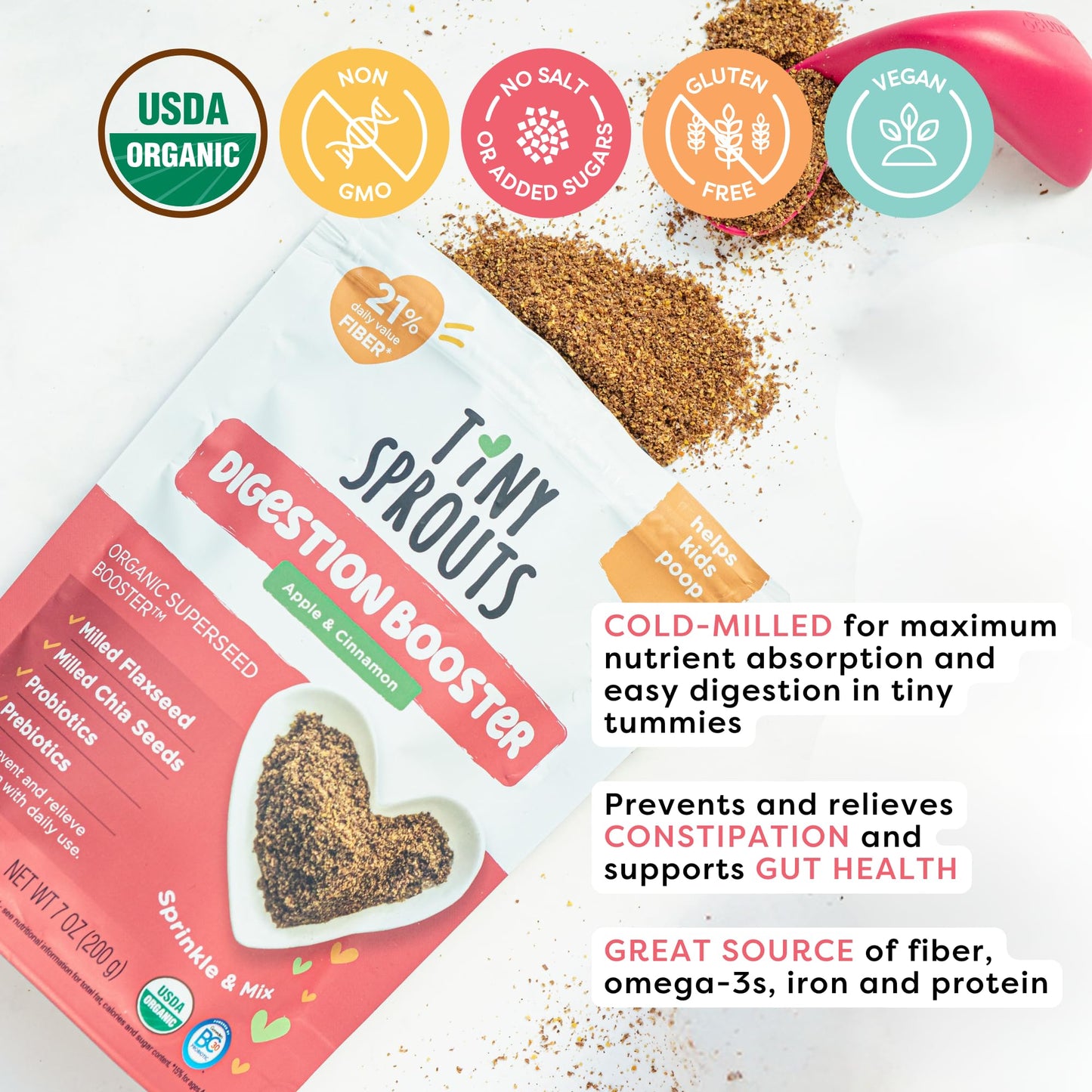 Adición de supersemillas en yogur y comida para bebés
