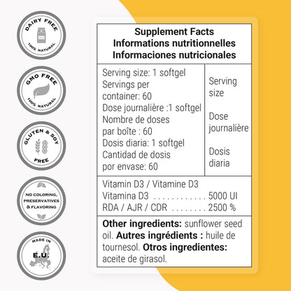 Supersmart Vitamin D3 caja y softgels