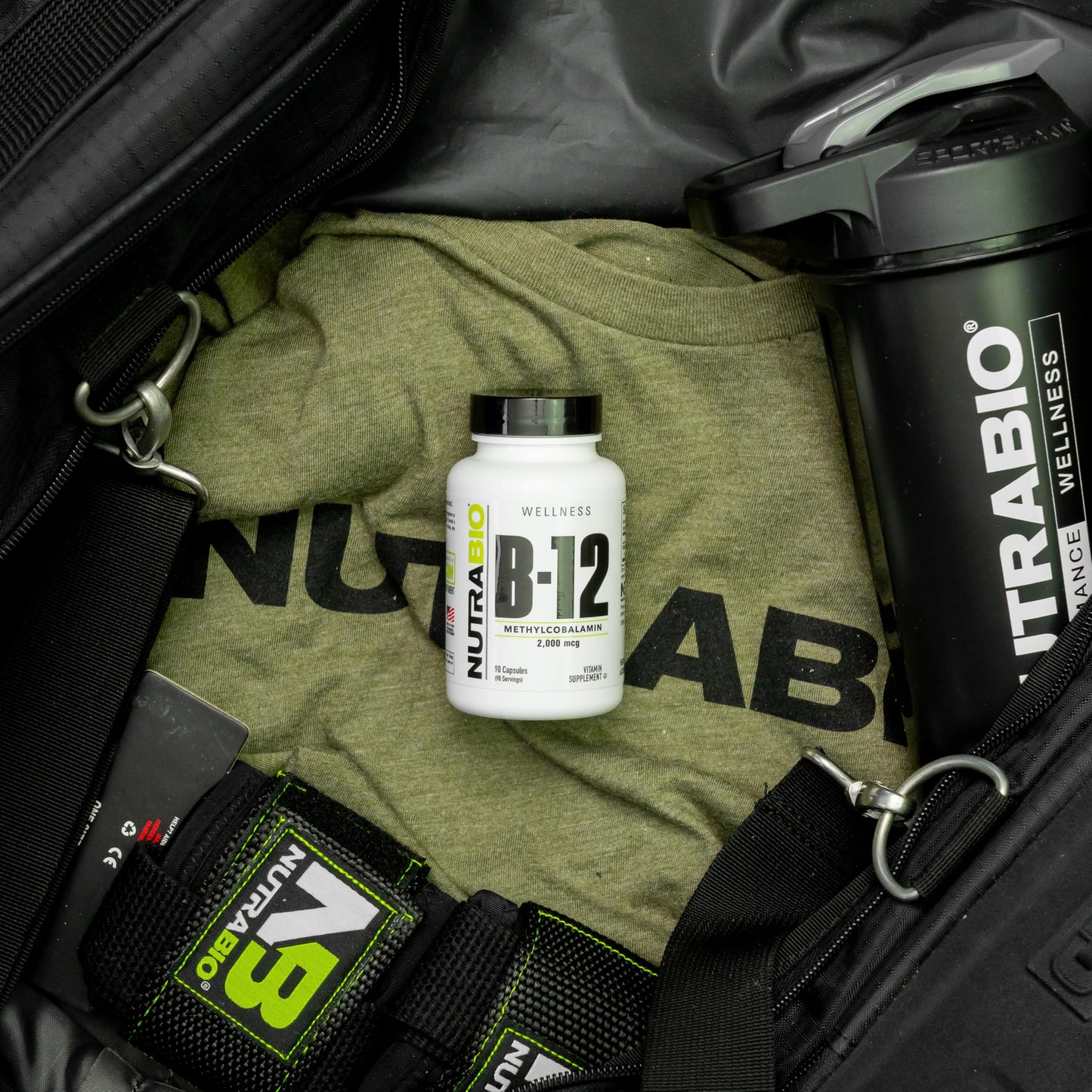 Suplememento vegano NutraBio Methyl B-12 energia y salud
