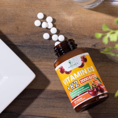 Suplemento 2 en 1 vitamina D3 y K2 180 tabletas masticables