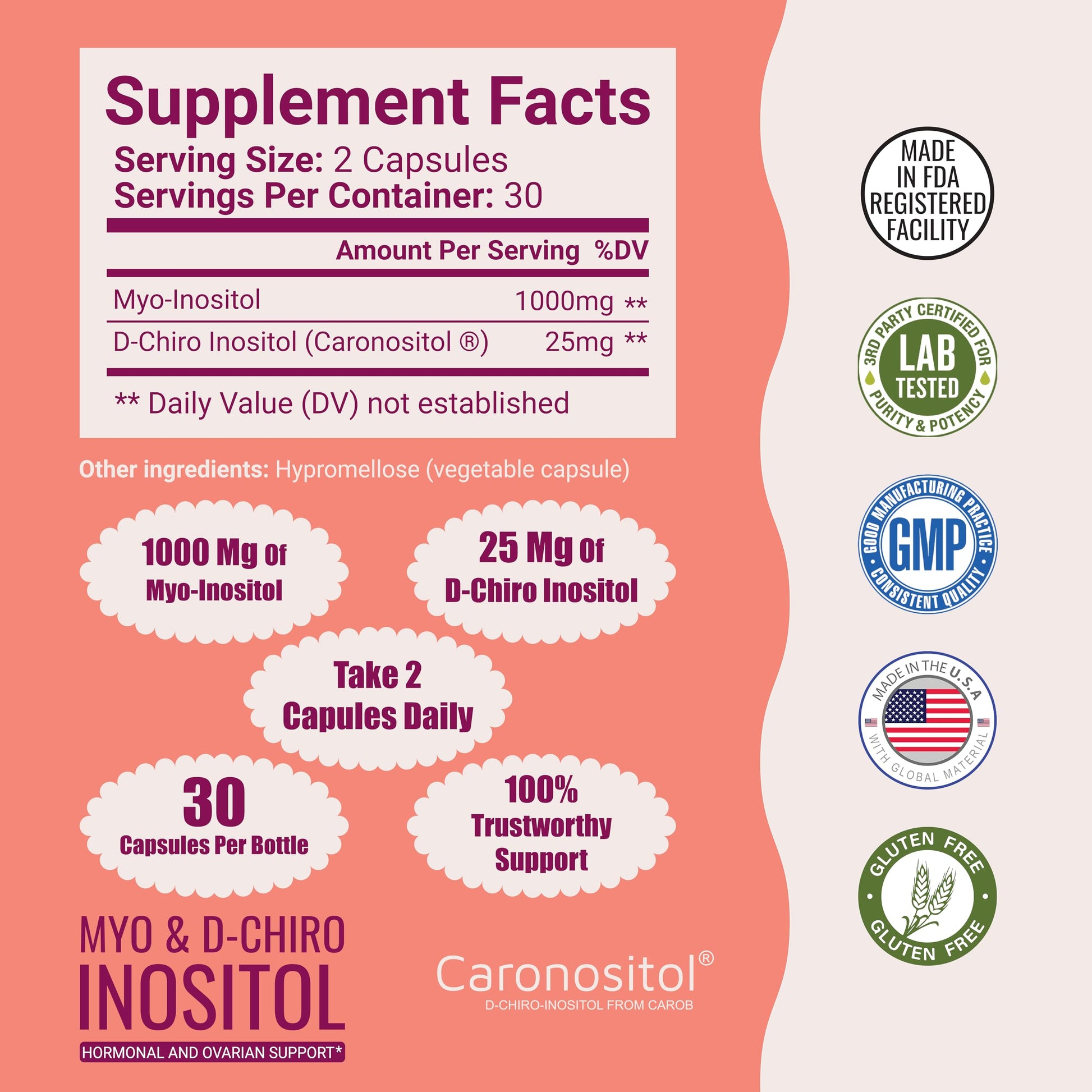 Suplemento 40:1 Myo y D-Chiro Inositol con Caronositol