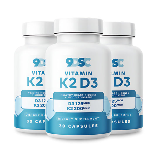 Suplemento 9DSC vitamin D3 y K2 MK-7 para salud ósea