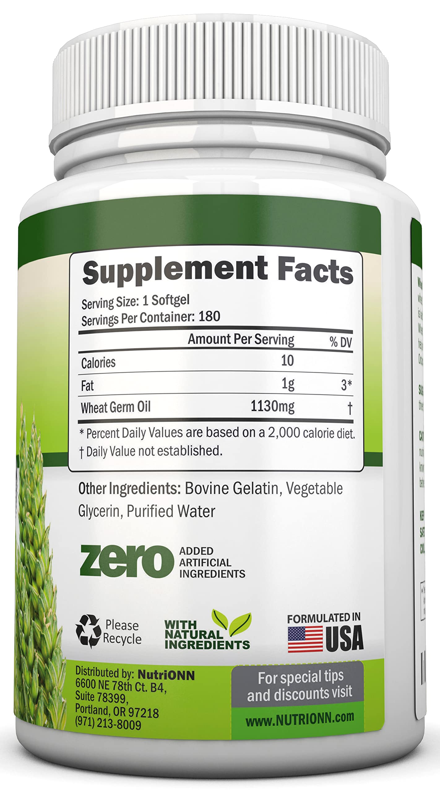 Suplemento aceite germen de trigo 180 cápsulas