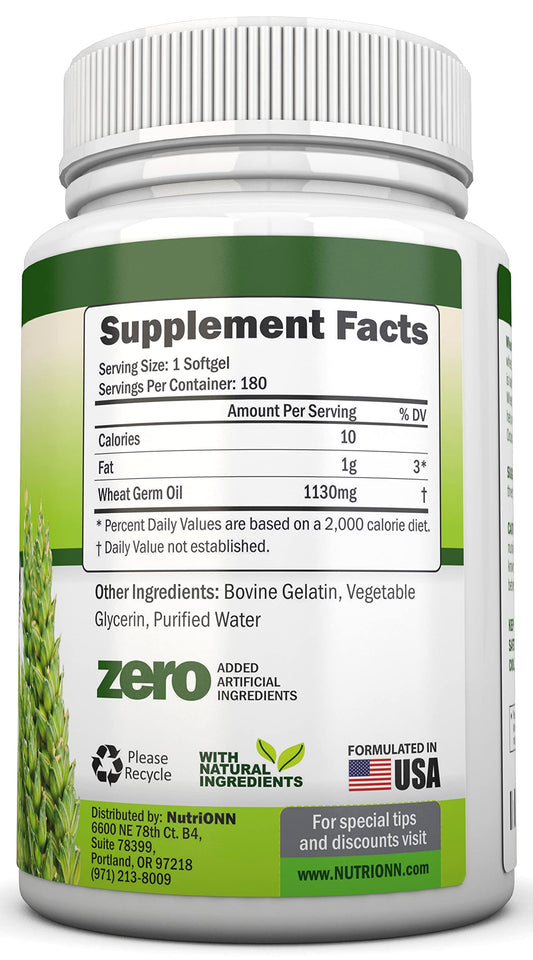 Suplemento aceite germen de trigo 180 cápsulas