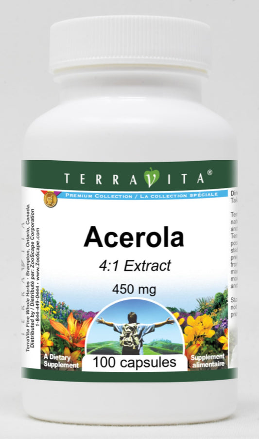 suplemento acerola natural 4 a 1 450mg terravita botella