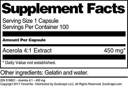suplemento acerola terravita 450mg 100 cápsulas originales brasil