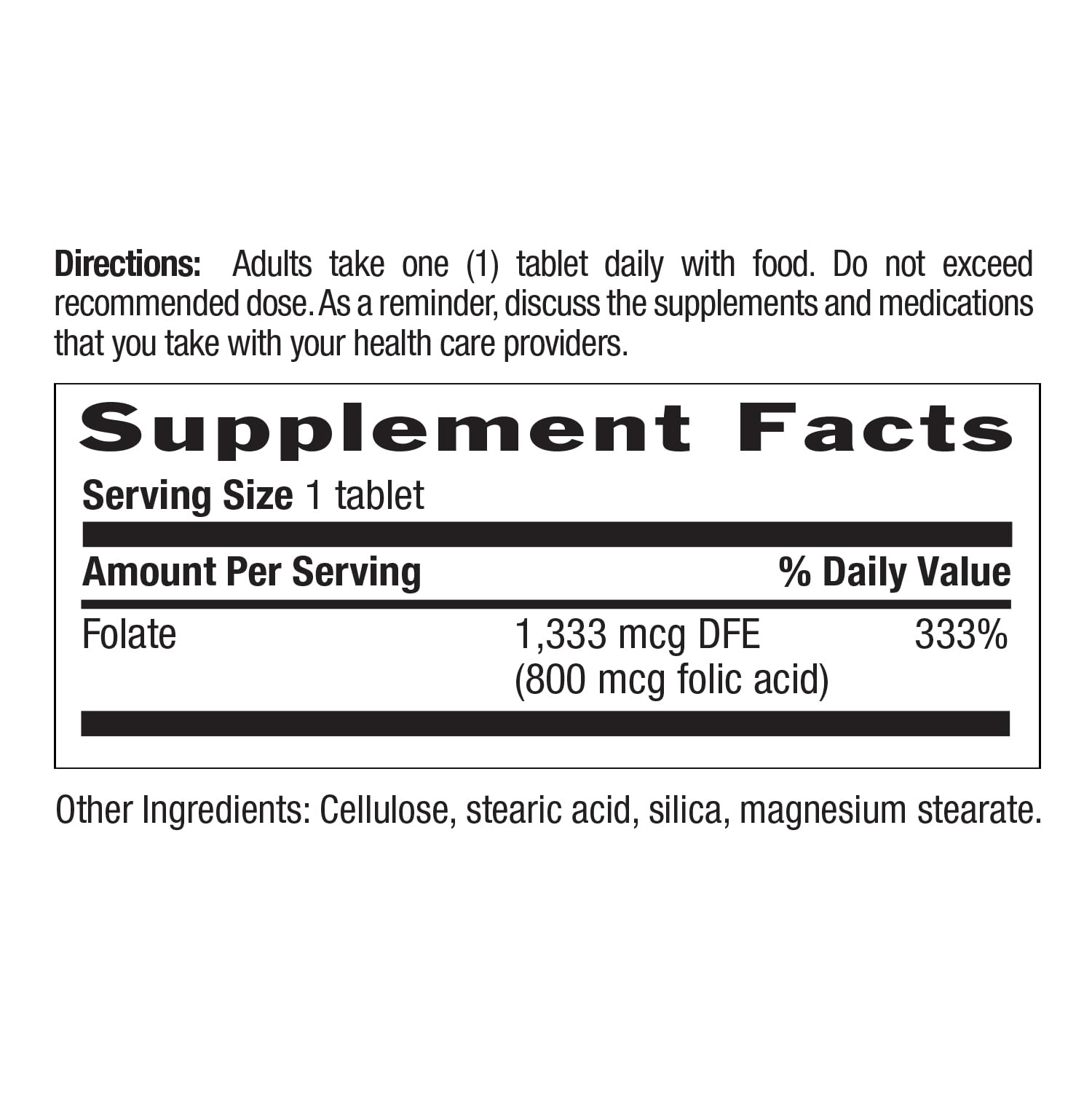Suplemento ácido fólico 800 mcg Country Life 100 tabletas