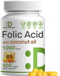 Suplemento de ácido fólico con aceite de coco 1000 mcg