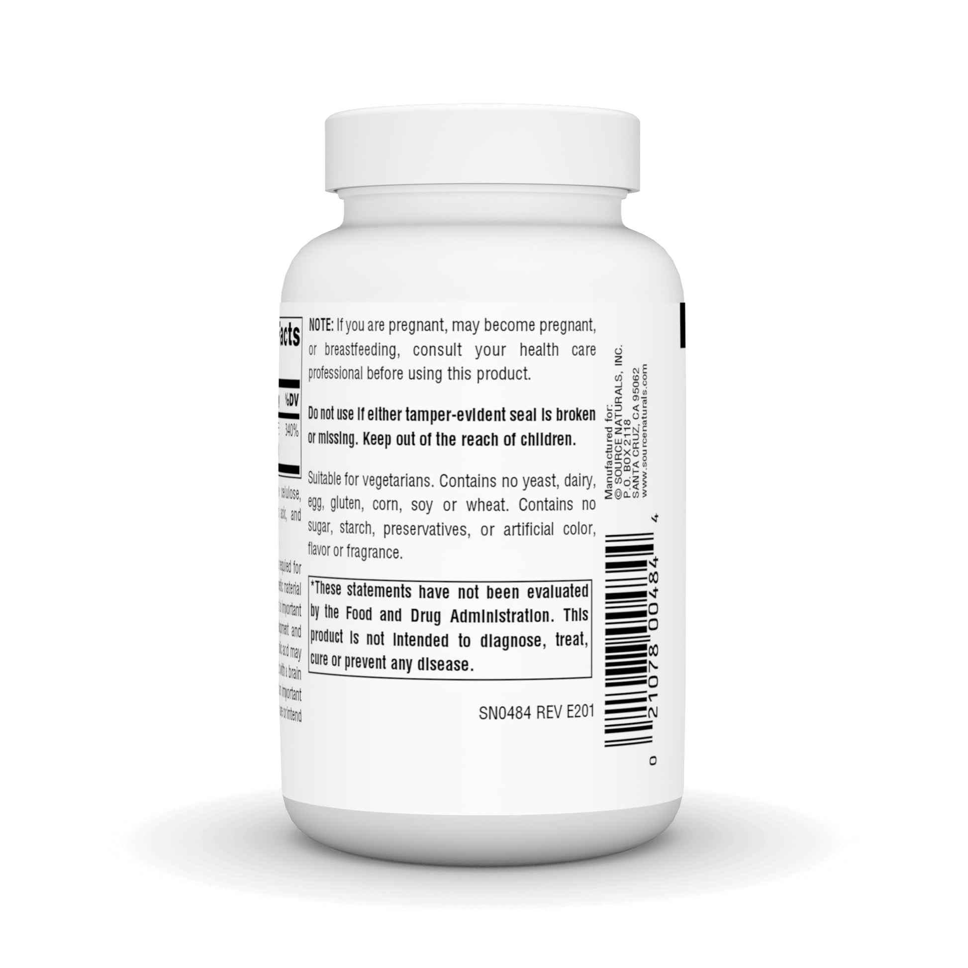 Suplemento ácido fólico Source Naturals 500 tabletas