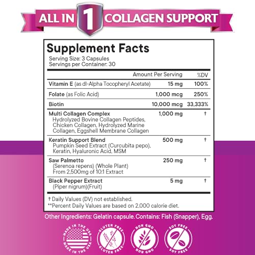 Suplemento con ácido hialurónico y vitaminas para belleza
