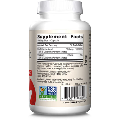 Suplemento Ácido Pantoténico B5 para metabolismo saludable Jarrow Formulas