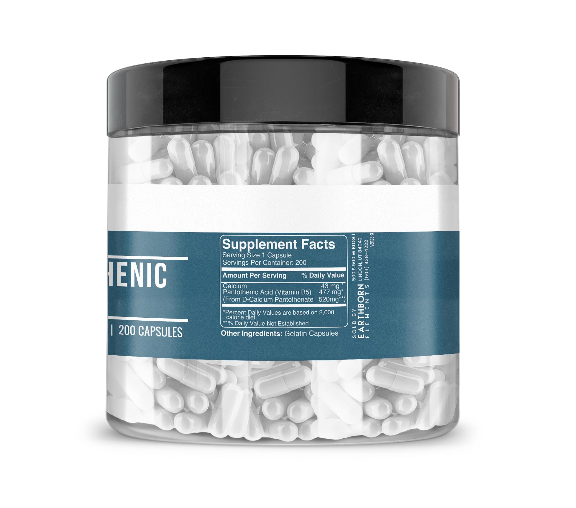 Suplemento Ácido Pantoténico Earthborn Elements puro